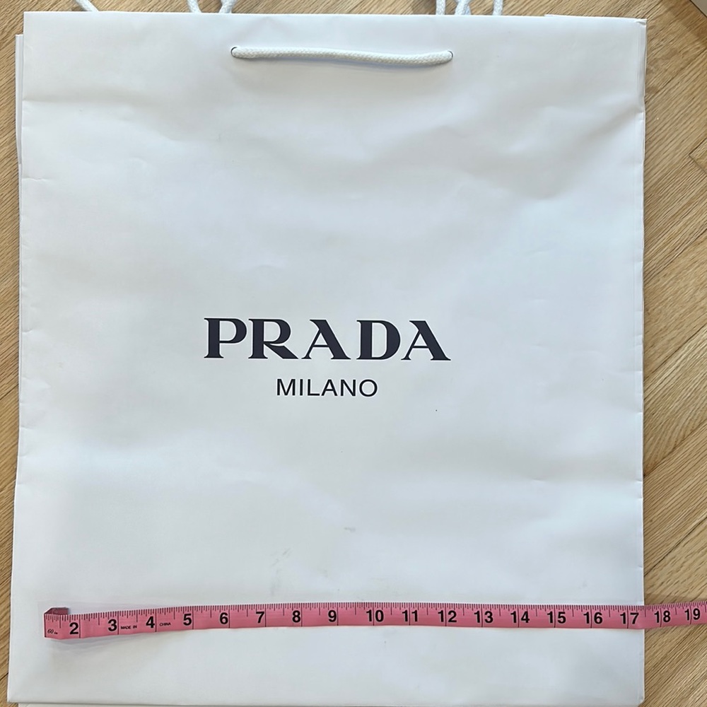Prada shopping bags with ribbon and stickers